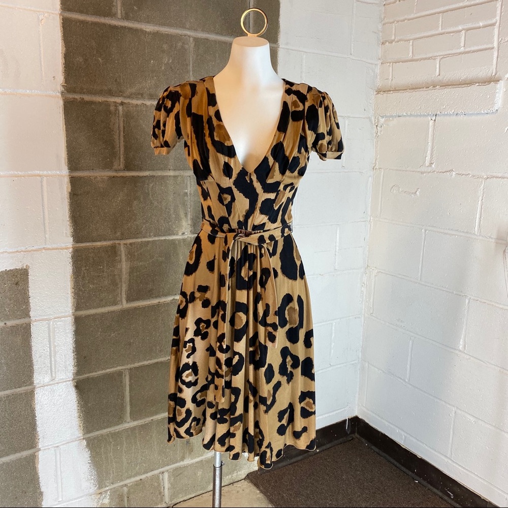 Blumarine leopard print tie waist dress